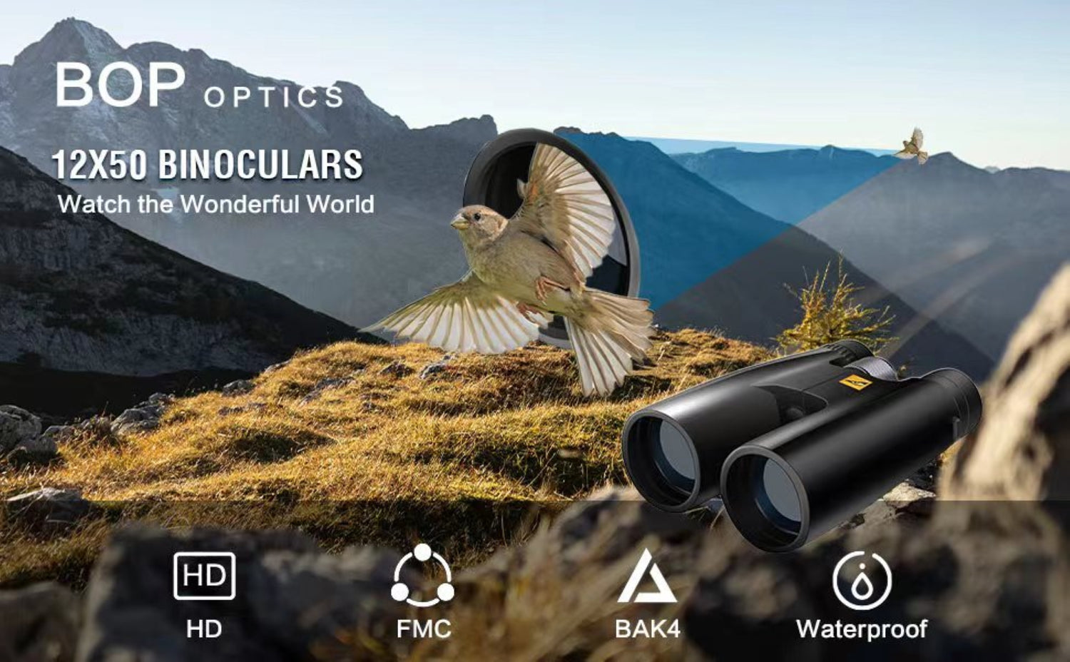 HD Waterproof 12x50 Binoculars with BAK4 Prism