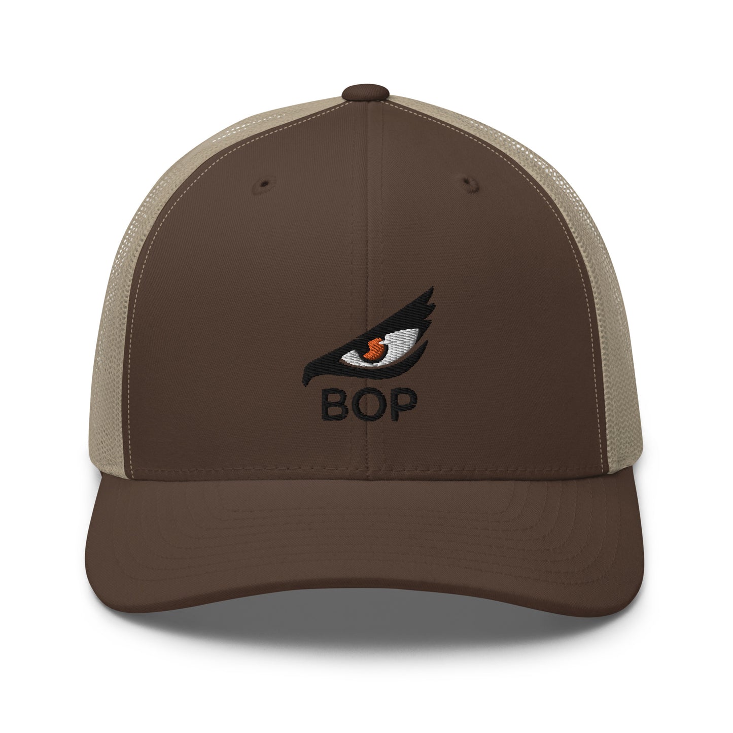 Brown Trucker Hat for Men with Mesh Back and Eagle Eye